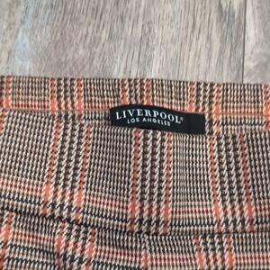 Liverpool Women's Plaid Wide Leg Pants - Brown and Orange